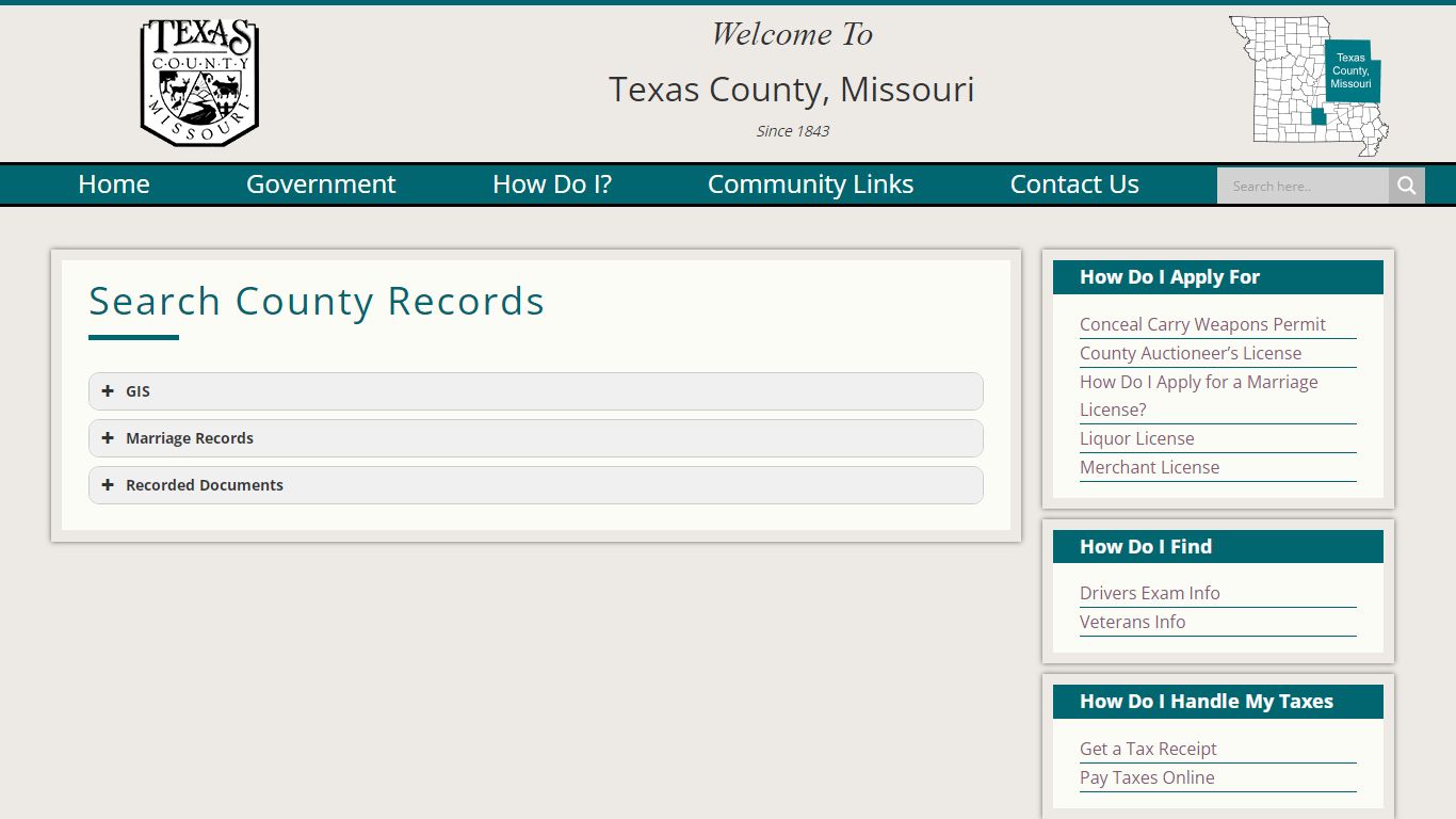 Search County Records | Texas County, Missouri