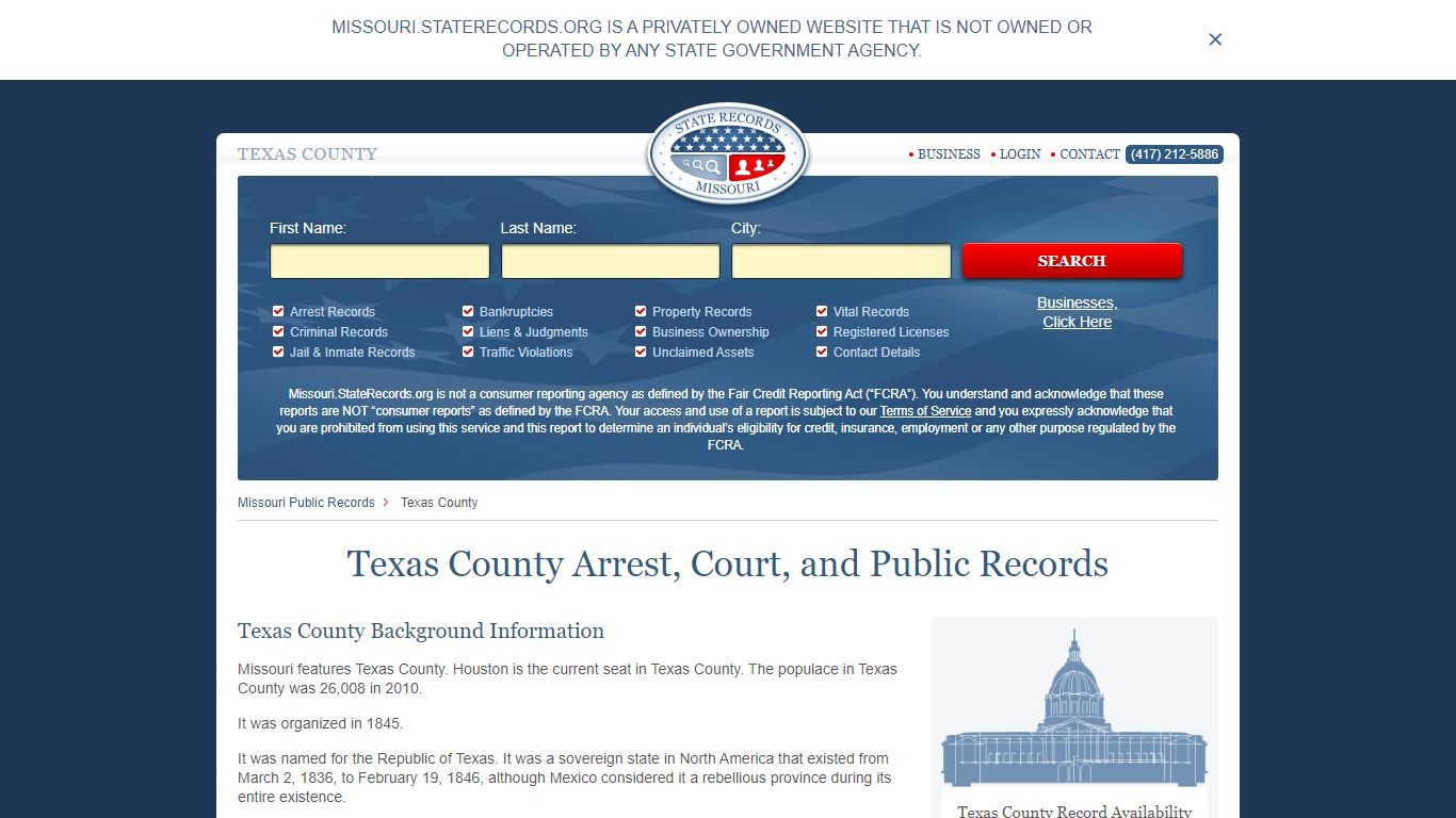 Texas County Arrest, Court, and Public Records